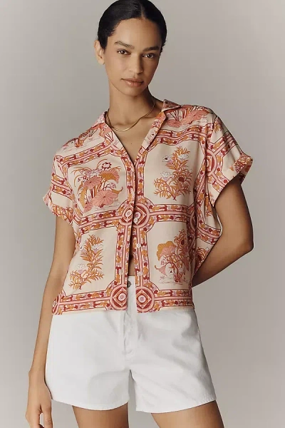 By Anthropologie The Brenna Short-sleeve Buttondown Shirt In Multi