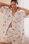 By Anthropologie The Briar Piped Pajama Shirt: Short-sleeve Edition In Blue