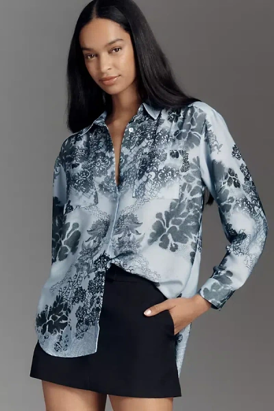 By Anthropologie The Brielle Relaxed Buttondown Blouse In Blue