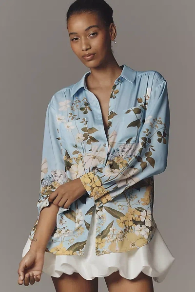 By Anthropologie The Brielle Relaxed Buttondown Blouse In Black