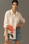 By Anthropologie The Brielle Relaxed Buttondown Blouse In Sand
