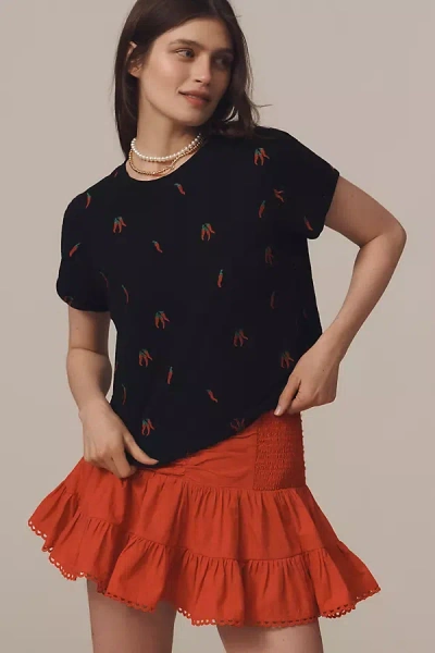 By Anthropologie Cheers Embroidered T-shirt In Black