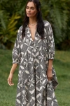 By Anthropologie The Carolita Printed Tiered Shirt Dress In Black