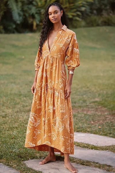 By Anthropologie The Carolita Printed Tiered Shirt Dress In Multicolor