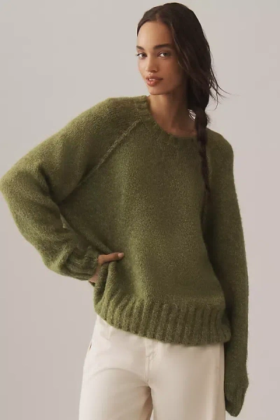 By Anthropologie The Cline Chunky Crew-neck Sweater In Green