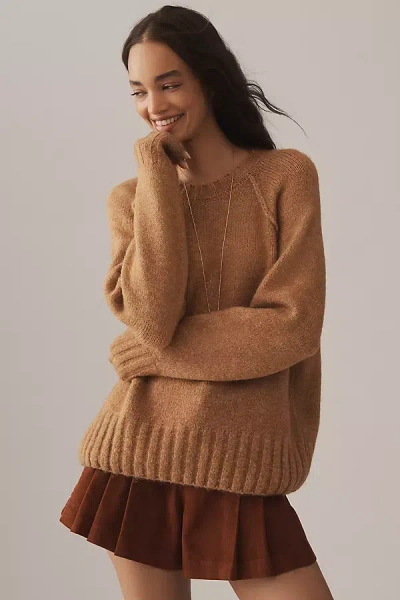 By Anthropologie The Cline Chunky Crew-neck Sweater In Sand