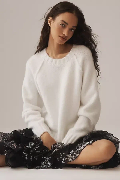 By Anthropologie The Cline Chunky Crew-neck Sweater In White