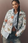 By Anthropologie The Dahlia Floral Bomber Jacket In Blue