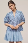 By Anthropologie The Darcey Popover Swing Top In Blue