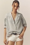 By Anthropologie The Darcey Popover Swing Top: Linen Cotton Edition