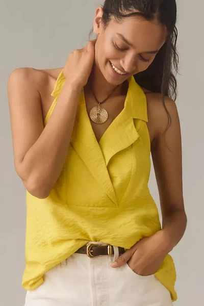 By Anthropologie The Dylon Sleeveless Wide-placket Top In Yellow
