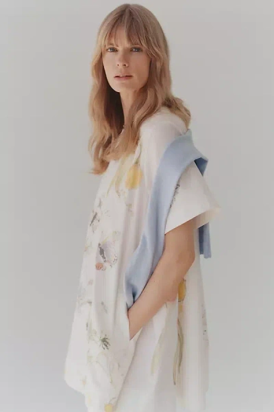 By Anthropologie The Emmy Short-sleeve Swing Mini Dress: Swan Gossip Edition
