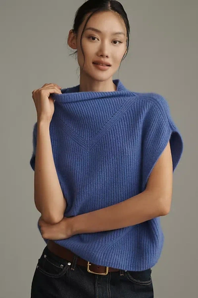 By Anthropologie The Enza Cashmere Poncho Sweater Vest In Blue