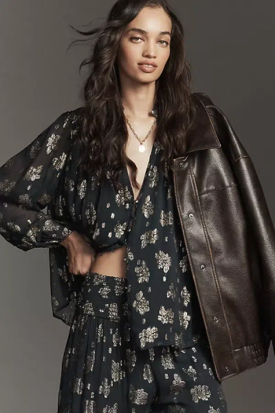 By Anthropologie The Estela Sheer Embellished Blouse In Blue