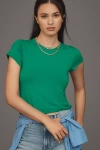 By Anthropologie The Evan Short-sleeve Raw-edge Baby Tee