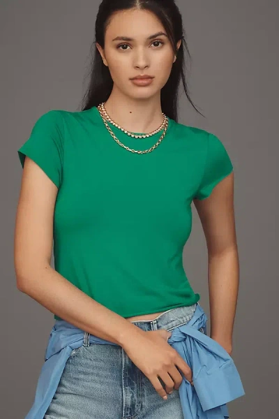 By Anthropologie The Evan Short-sleeve Raw-edge Baby Tee