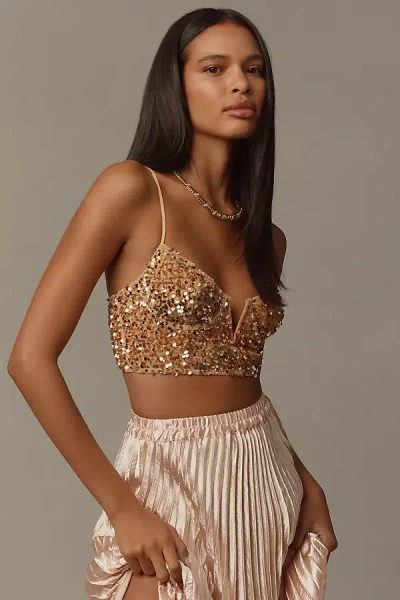 By Anthropologie The Eve Sequin Bralette In Beige