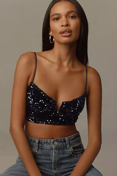 By Anthropologie The Eve Sequin Bralette In Blue