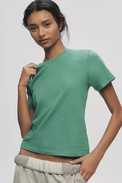 By Anthropologie The Evelyn Perfect Cotton Tee In Green