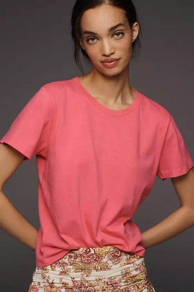 By Anthropologie The Evelyn Perfect Cotton Tee In Pink