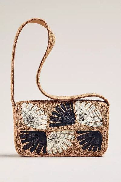 By Anthropologie The Fiona Beaded Bag: Floral Edition In Sand