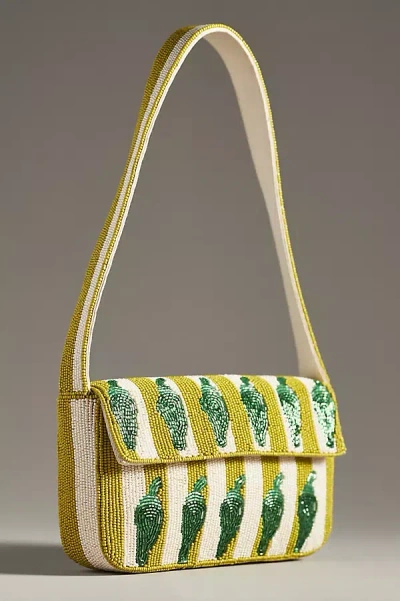 By Anthropologie The Fiona Beaded Bag: Food & Drink Edition In Green