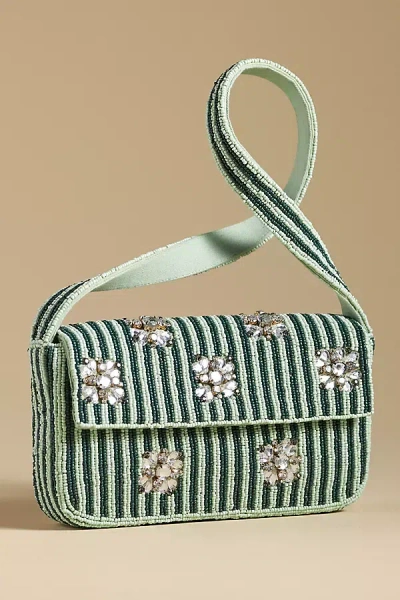 By Anthropologie The Fiona Beaded Bag: Geometric Edition In Green