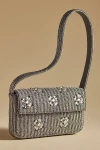 By Anthropologie The Fiona Beaded Bag: Geometric Edition In Silver