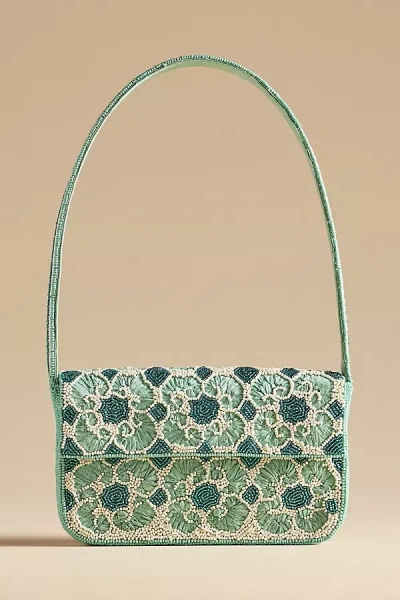 By Anthropologie The Fiona Beaded Bag: Tile Edition In Blue