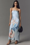By Anthropologie The Fleur Strapless Satin Maxi Slip Dress