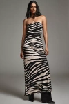 By Anthropologie The Fleur Strapless Satin Maxi Slip Dress In Blue
