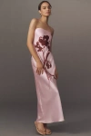 By Anthropologie The Fleur Strapless Satin Maxi Slip Dress In Multicolor