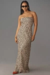 By Anthropologie The Fleur Strapless Satin Maxi Slip Dress In Multicolor