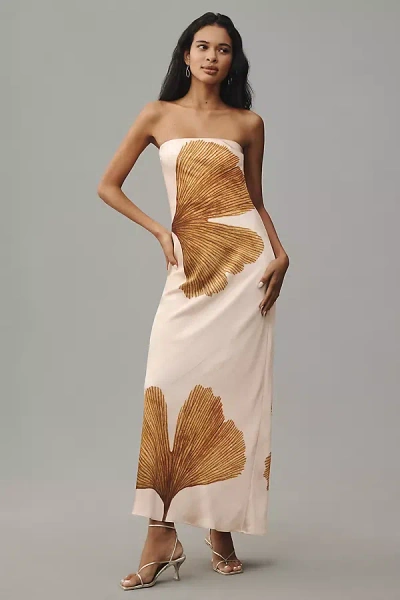 By Anthropologie The Fleur Strapless Satin Maxi Slip Dress In Multicolor