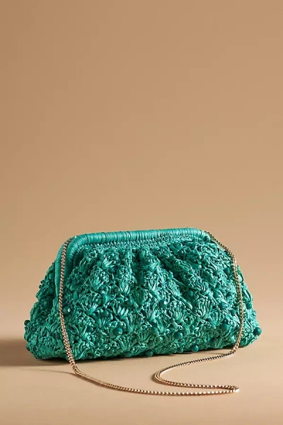 By Anthropologie The Frankie Clutch: Embellished Raffia Edition In Green