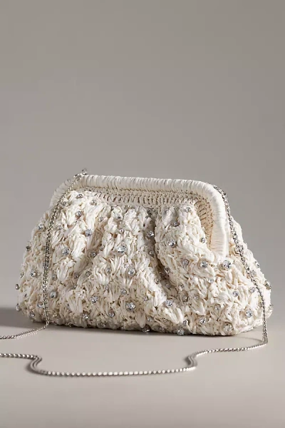 By Anthropologie The Frankie Clutch: Embellished Raffia Edition In White