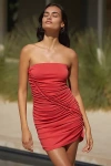 By Anthropologie The Gabbie Strapless Ruched Mini Tube Dress In Red