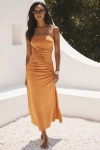 By Anthropologie The Gabbie Strapless Ruched Tube Dress In Orange