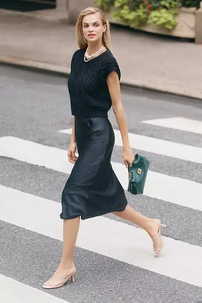 By Anthropologie The Gemini Cap-sleeve Sweater + Tank Dress Set In Black