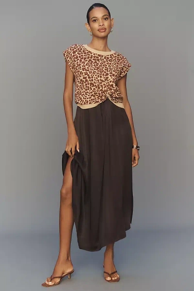 By Anthropologie The Gemini Cap-sleeve Sweater + Tank Dress Set In Sand