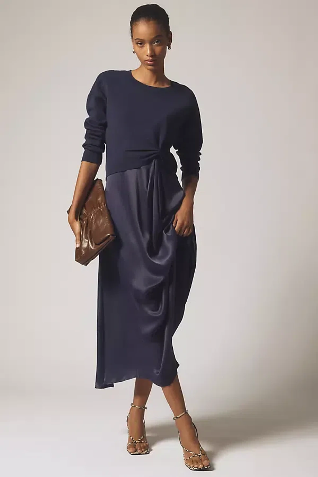 twofer sweater dress Long Sleeve Collared In Champagne Blush Black Show off polished style in this twofer sweater Anthropologie The Thea Twofer Sweater