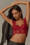 By Anthropologie The Giselle Lace Bustier: Cap-sleeve Edition In Red