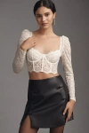 By Anthropologie The Giselle Lace Bustier: Long-sleeve Edition In White