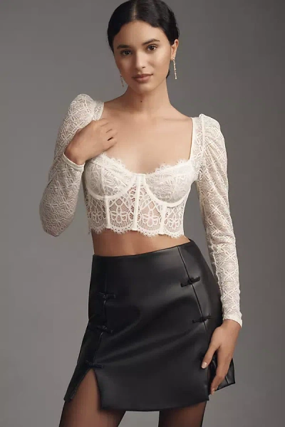 By Anthropologie The Giselle Lace Bustier: Long-sleeve Edition In White