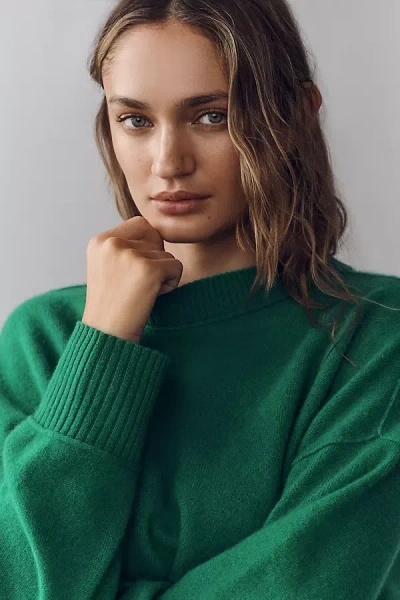 By Anthropologie The Goldie Cashmere Long-sleeve Crew-neck Sweater In Green