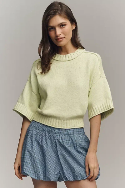 By Anthropologie The Goldie Cotton Crew Neck Jumper In Neutral