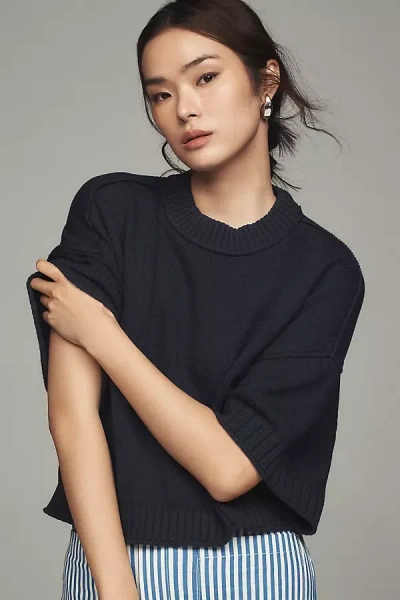 By Anthropologie The Goldie Cotton Crew Neck Sweater In Blue