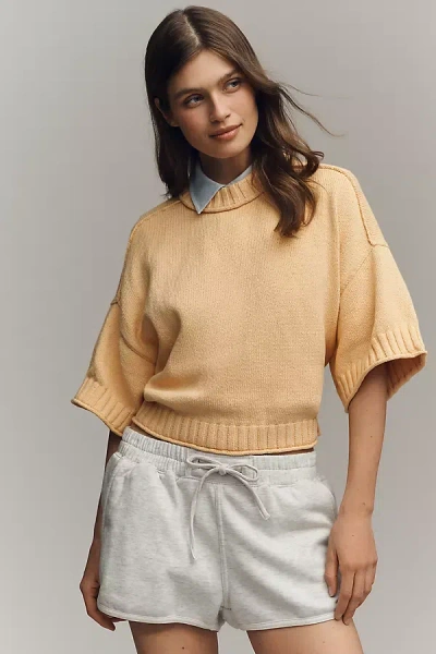By Anthropologie The Goldie Cotton Crew-neck Sweater In Brown