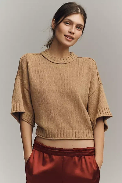 By Anthropologie The Goldie Cotton Crew-neck Sweater In Brown