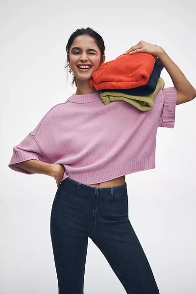 By Anthropologie The Goldie Cotton Crew Neck Sweater In Purple